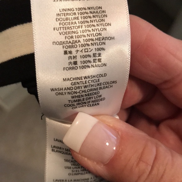 EUC MICHAEL KORS LINED BLACK/WHITE STRIPED LONG SLEEVE DRESS. ZIPPER ACCENTS SZ4 - Picture 6 of 6